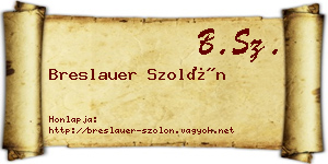 Breslauer Szolón névjegykártya
